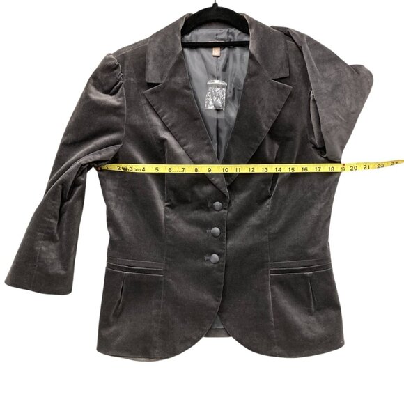 Halogen Gray Velvet Blazer, Size Large, 3/4 Sleeve Cotton Blend Jacket‎ NEW - Picture 5 of 11